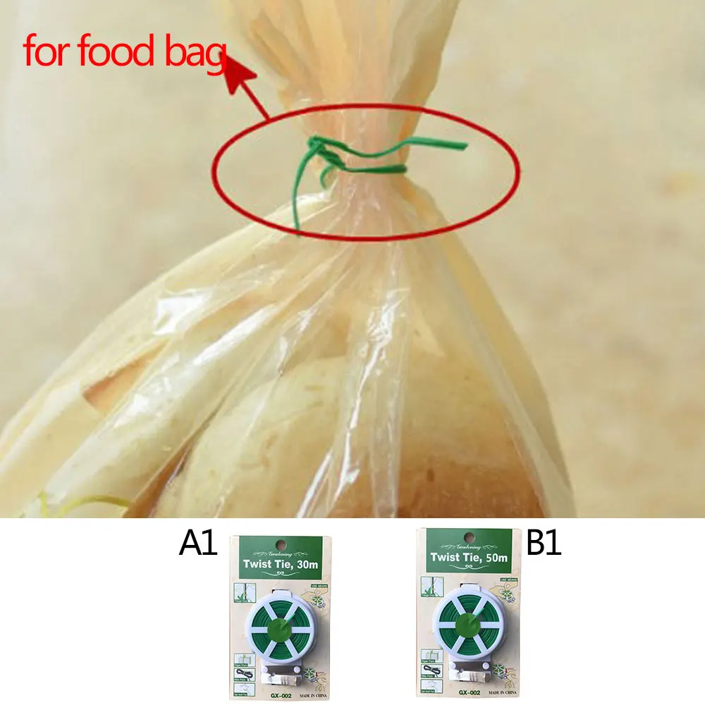 Закручивающийся провод для растений 2 шт. 30/50 м с резаком зеленым покрытием