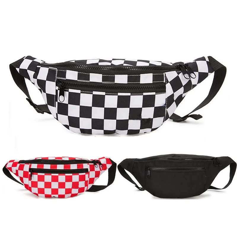 

Waist Pack Women Checkerboard Fanny Pack Hip Hop Bum Bag Men Trend Fashion Belt Bags Canvas Chest Bag New Phone Pocket