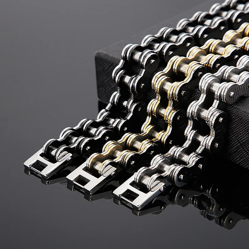 

New Bicycle Chain Creative Jewelry Popular Gold Simple Personality Rock Hip Hop Men's Bicycle Titanium Steel Knight Bracelet