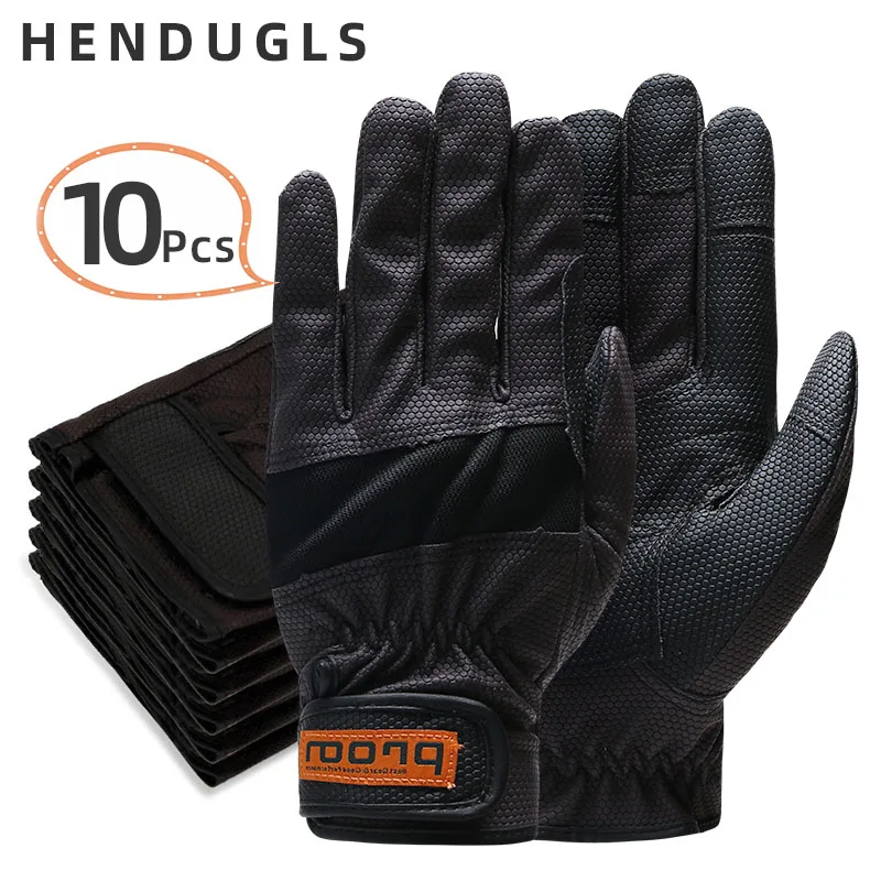 

HENDUGLS 10pcs Work Glove Safety Cycling Gloves Pu Nitrile Gloves High Motion Quality Protective Free Shipping 1908