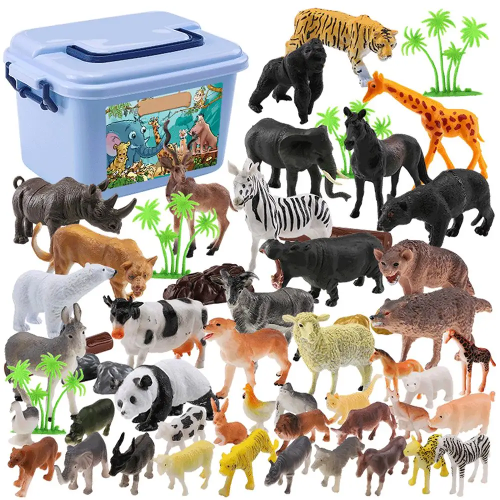 44Pcs дикие животные игрушка Моделирование животных модель детей раннее Когнитивное обучение игрушка, игрушечный набор-случайный цвет