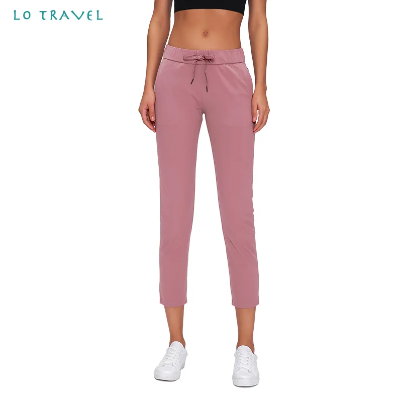 

LOTRAVEL NEW CREAM Waist Drawstring Sport Fitness Cropped Joggers Women Naked-Feel Fabric Mid-Rise Training Gym Yoga Capri Pants