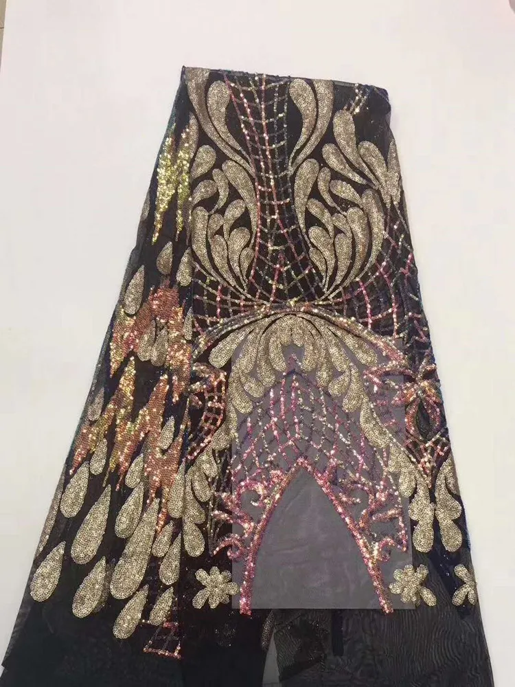 

Sequins big flower bit embroidery tulle French mesh yarn African lace fabric Nigeria lace GownDress designer fabrics 5yards