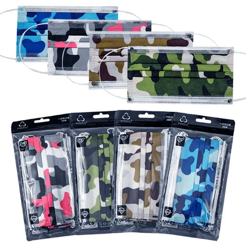 10 шт./пакет камуфляжная детская маска одноразовая Нетканая 3 слоя Фильтр для губ