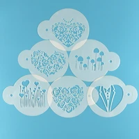 6pc rose flower heart stencil diy walls layering painting template decor scrapbooking embossing supplies reusable