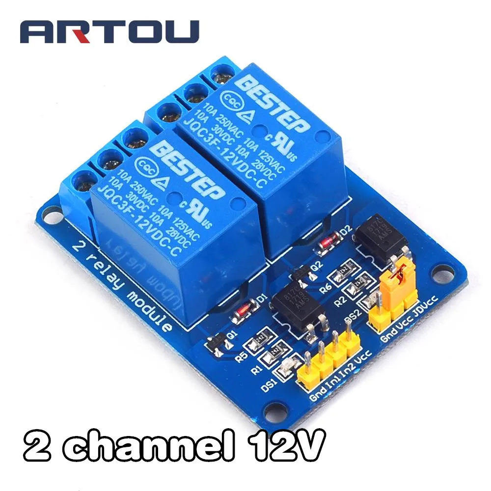 2 канальный релейный модуль 12 В низкоуровневый триггер с оптроном выход ходовой