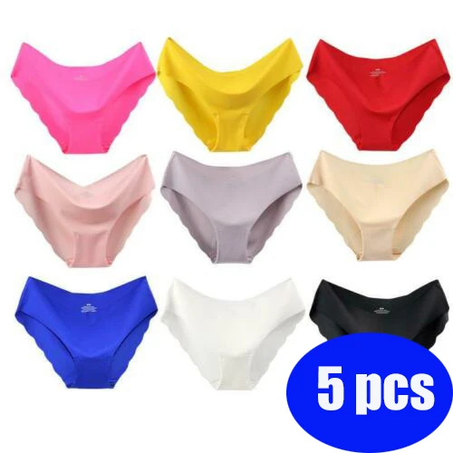 

Women's Ice Silk Seamless Panties Solid Ultra-thin Panties Underwear Women's Summer Sexy Low-Rise Ruffles Briefs Lingerie New