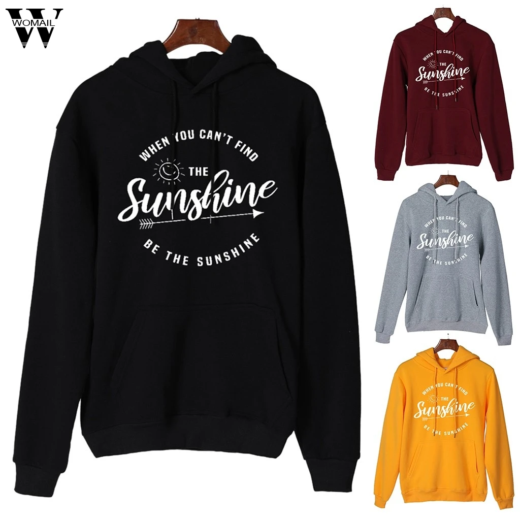 Женская толстовка с принтом Sunshine Свободный пуловер надписью в стиле Харадзюку