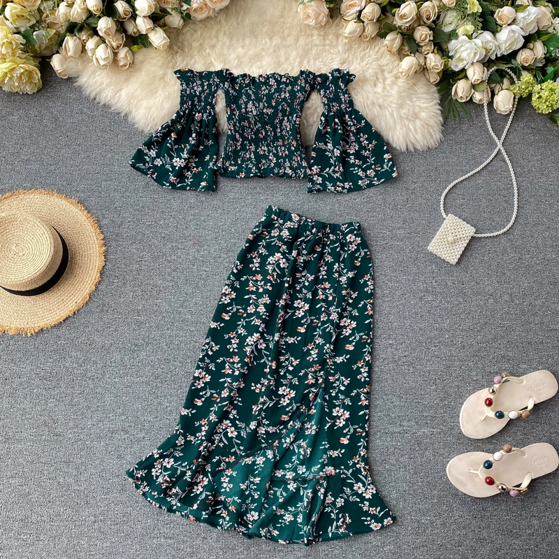 Женский пляжный комплект из 2 предметов Летняя короткая блузка с цветочным