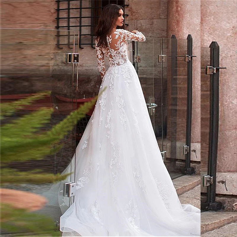 Elegant Wedding Dresses Mermaid O-Neck Tank Sleeveless Tulle Floor-length Appliques Beaded Bridal Gowns Vestido De Casamento