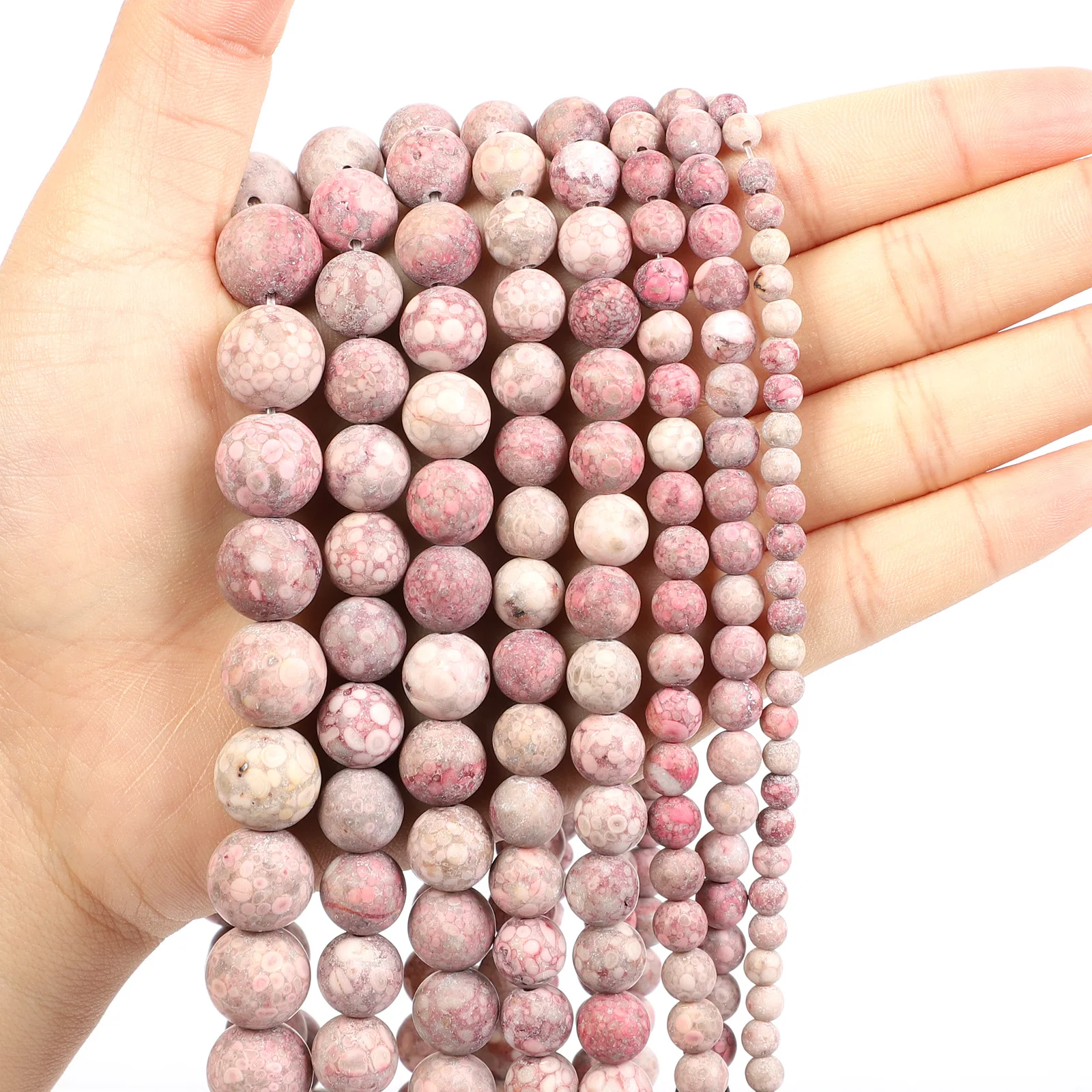 

Frosted Chrysanthemum Nature Stone Beads Round Loose Spacer Beads For Jewelry Making DIY Bracelet Necklace Accessories Charm