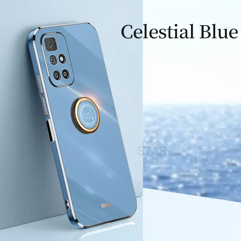 plating ring holder square phone case for xiaomi mi poco m4 pro 5g m4pro m 4 x4 4g gold bumper silicone stand cover poko pocom4 free global shipping