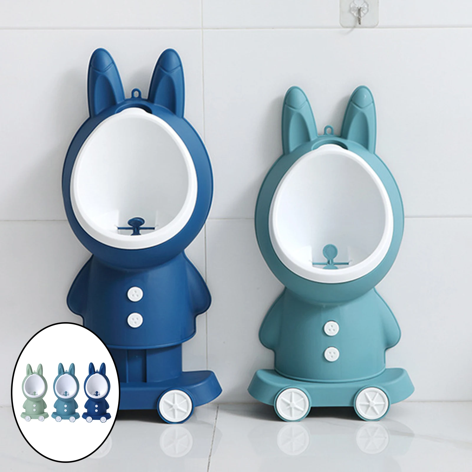 Urinario de entrenamiento de conejo para ni&ntilde;os peque&ntilde;os, ba&ntilde;o de ni&ntilde;os con objetivo de entrenamiento, orinal, inodoro, f&aacute;cil de limpiar, montado en la pared-5