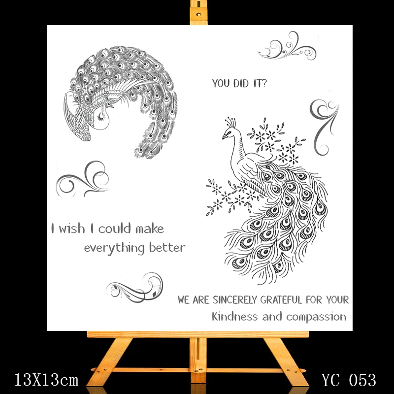 ZhuoAng благородные прозрачные штампы с павлином/Создание открыток праздничные