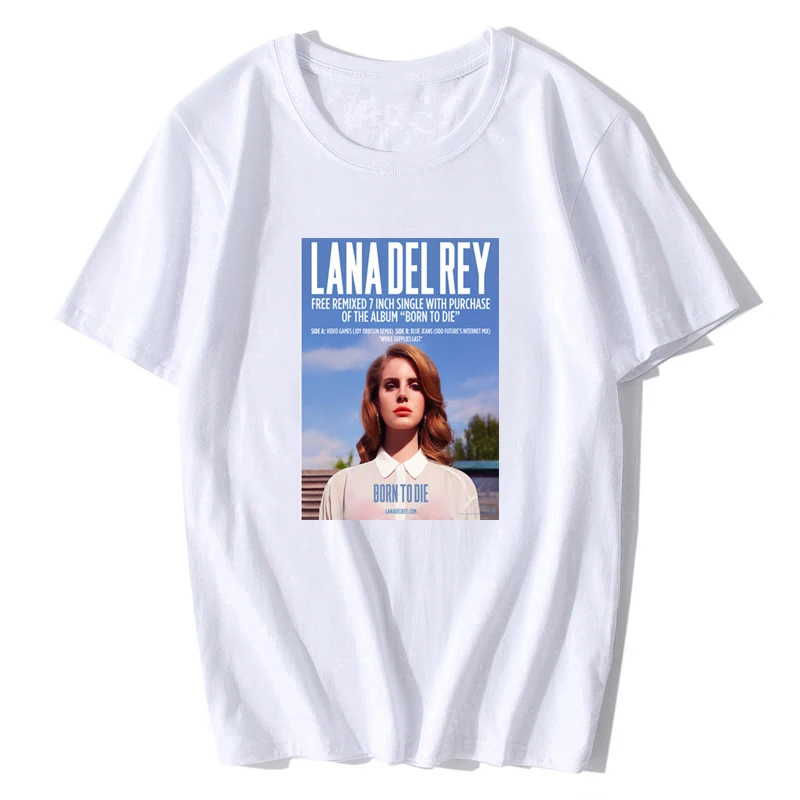 Lana Del Rey Music хлопковая Футболка с круглым вырезом размера плюс короткий рукав Брендовая женская футболка Femme винтажные рубашки женские/мужские Tumblr - Цвет: Белый