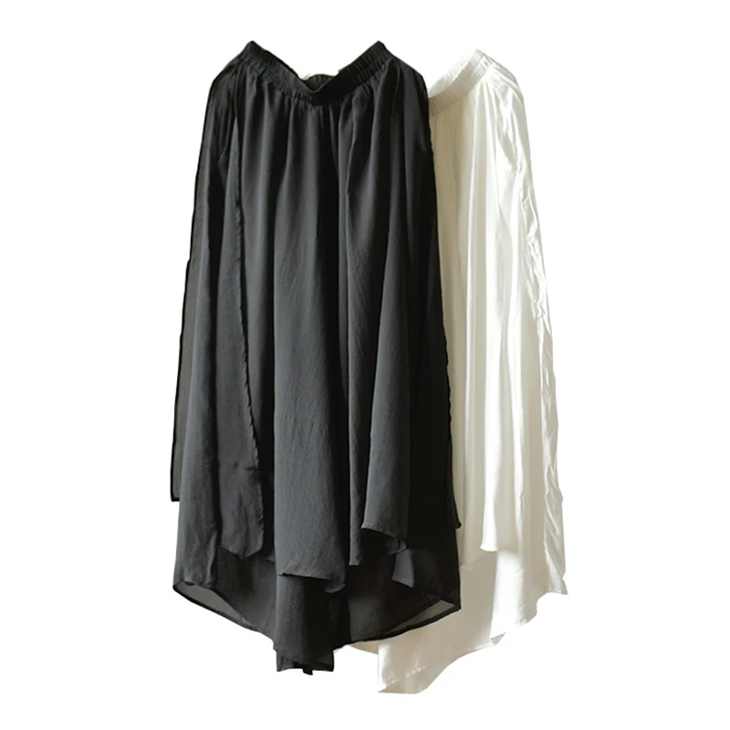 Женские широкие брюки из хлопка и льна в стиле ретро Летние с юбкой Свободные