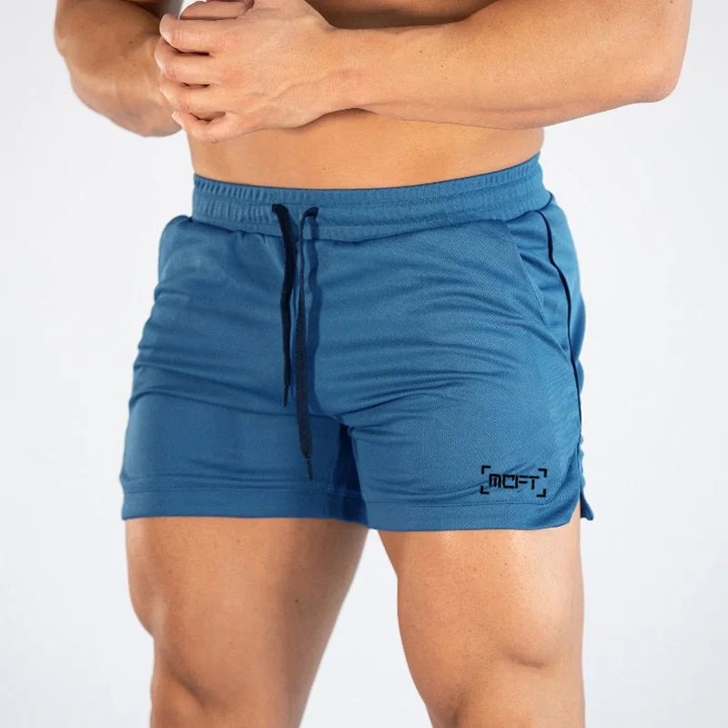 Muscleguys спортивные шорты для бега, фитнеса, бодибилдинга, мужские летние повседневные быстросохнущие дышащие сетчатые пляжные шорты - Цвет: blue26