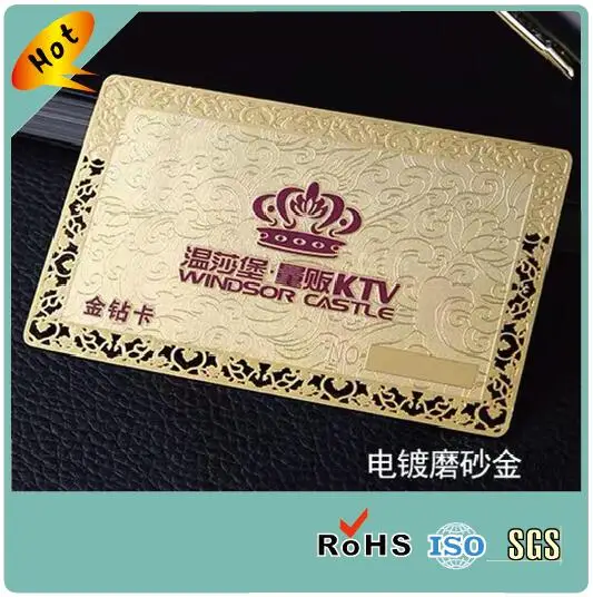 Frosted die cut gold plated business card metal card