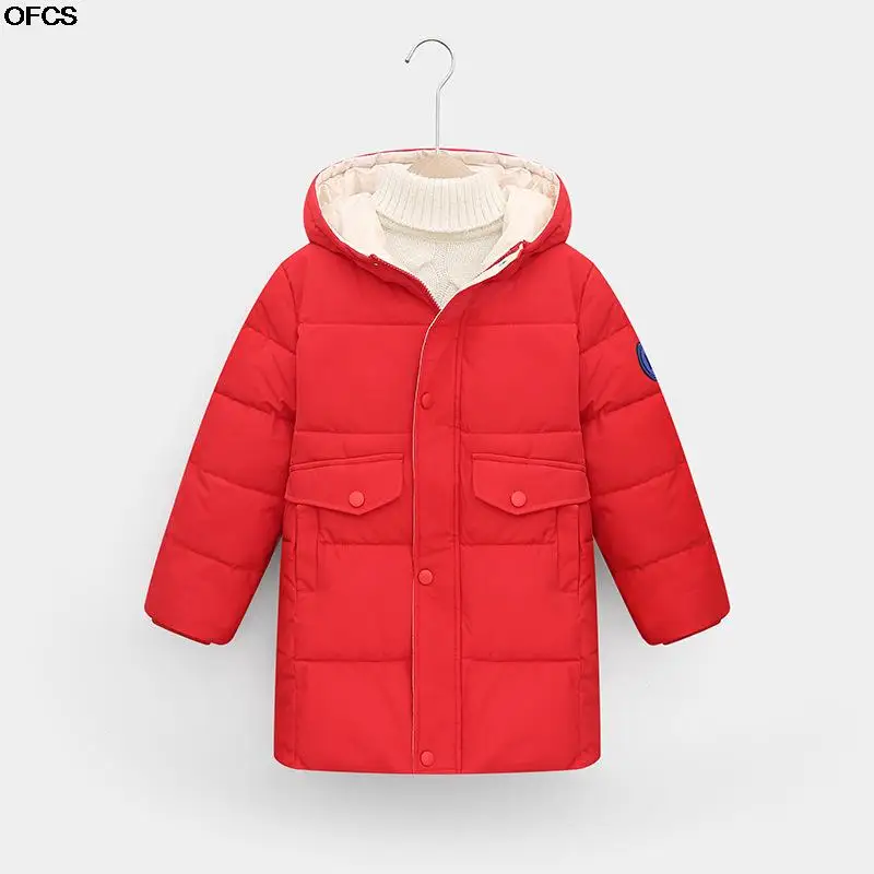 

Children's Cotton Coat 2021 Winter New Thick Padded Jacket Candy Color Boys And Girls Parkas Kids Outwear Clothing 110-150