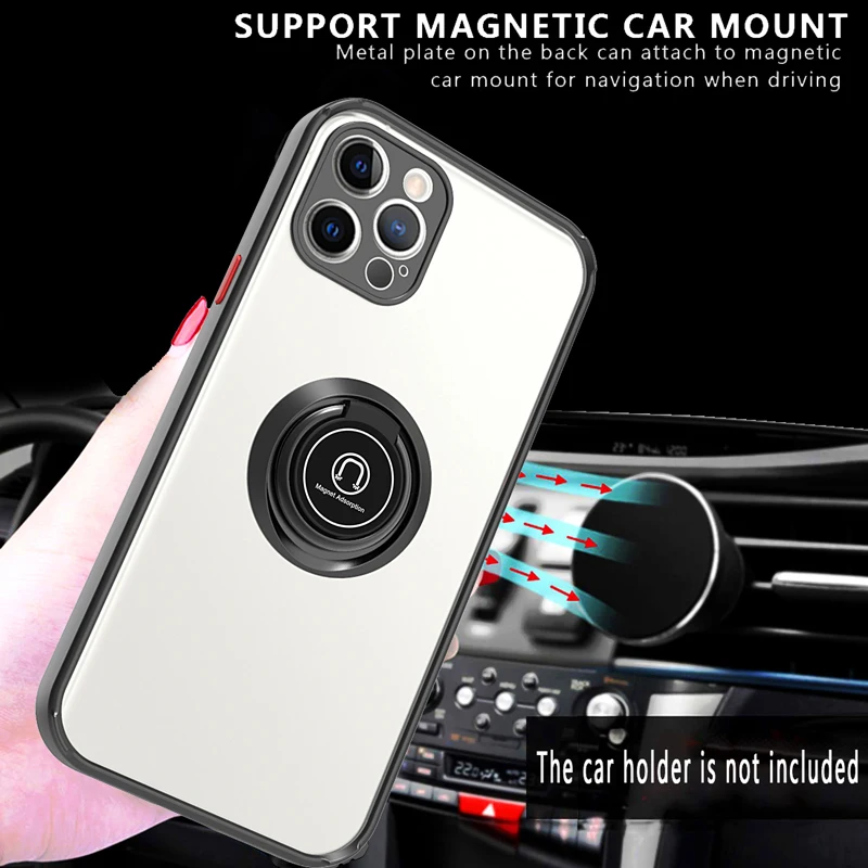

Funda Case for iPhone 12 Pro Max 11 Pro Max XS Max 7 8 Plus Color Contrast Coque Ring Stand Proective Phone Case Cover Capa