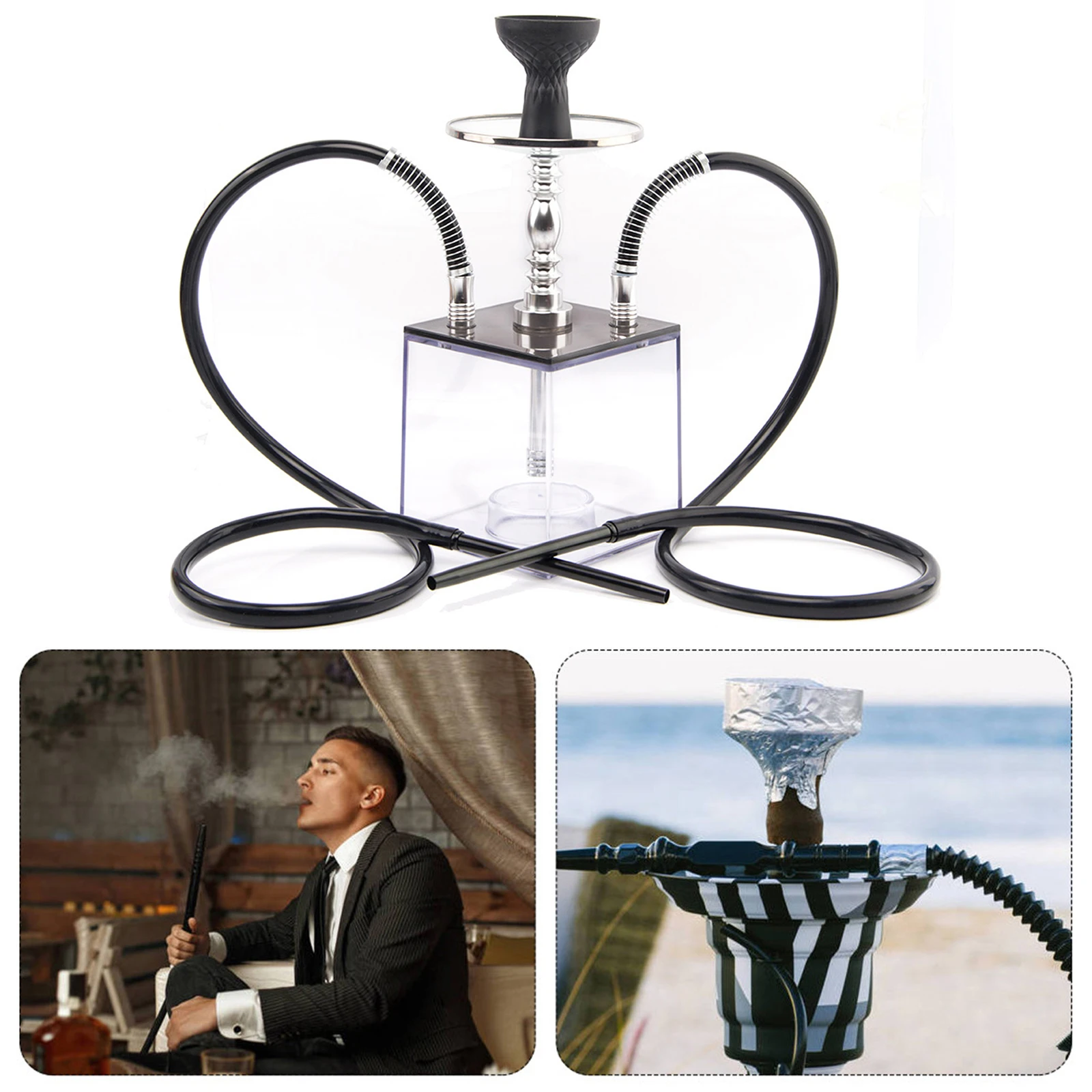 

Аксессуары для кальяна из акрила, набор для Светодиодный Яна со светильник кой, включает силиконовую чашу, зажим и трубный шланг