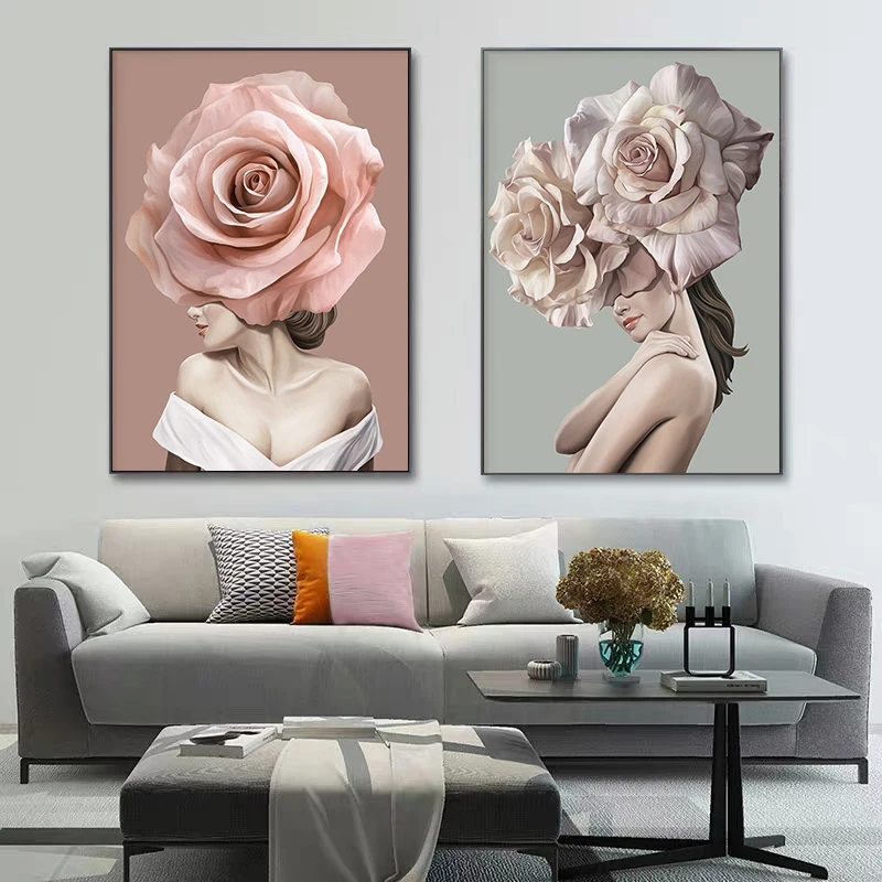 

Modern figure Canvas Painting Posters and Prints flower head modern Wall Art Pictures for Living Room Bedroom Home Decoration