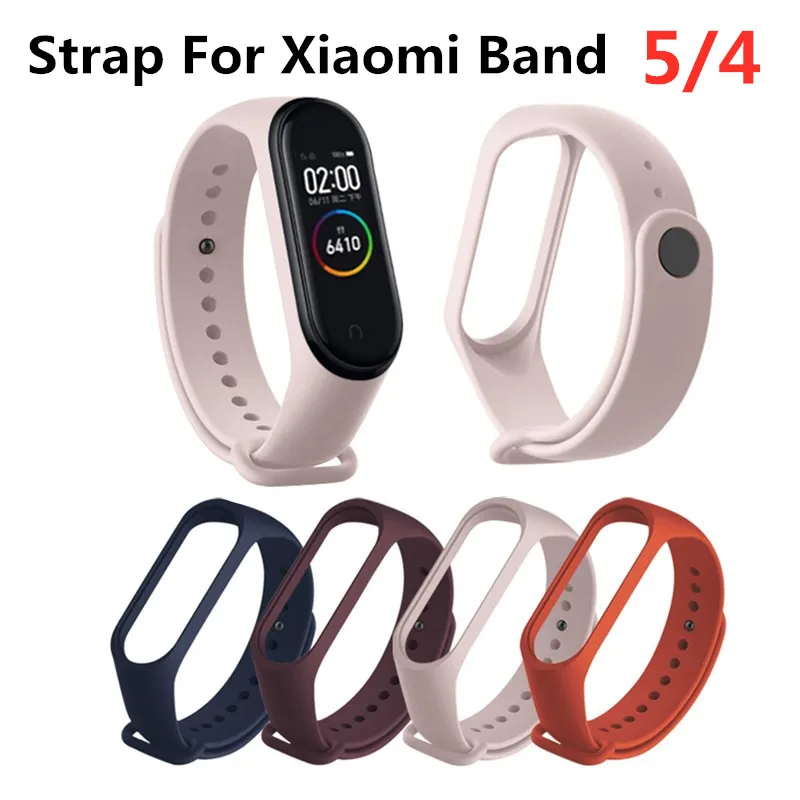 Ремешок силиконовый для Xiaomi Mi Band 5 4 3 сменный розовый браслет наручных часов Xiomi