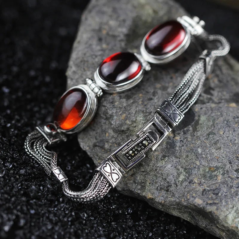 Настоящий чистый 925 пробы Серебряный женский браслет с натуральным цитриновый