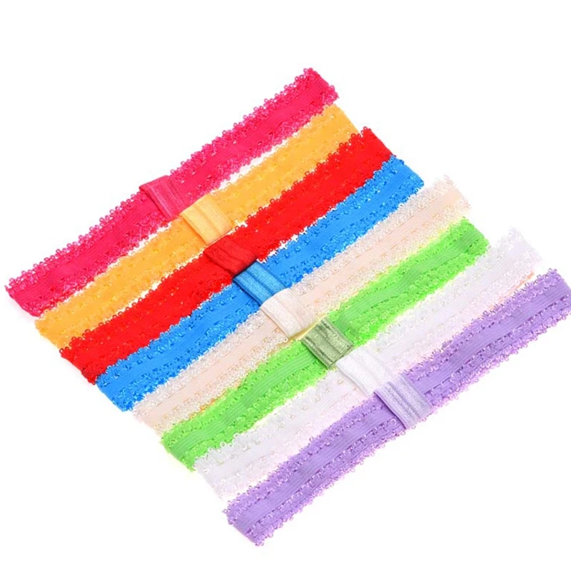 

10Pc Newborn Baby Lace Headbands Girls Hairbands Elastic Head Bands Random Color 97BE