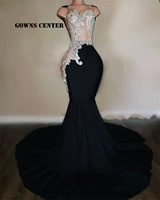 black prom gowns for black girls mermaid evening dresses formal dress women elegant party gown sexy o neck robe de soir%c3%a9e femme