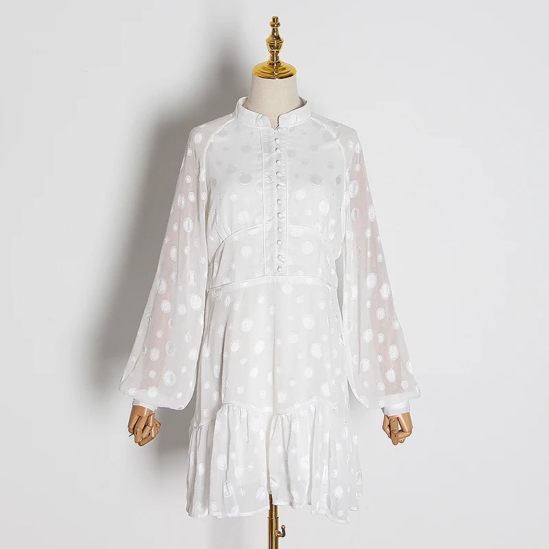 Женское винтажное платье CHICEVER однобортное с длинными рукавами фонариками и