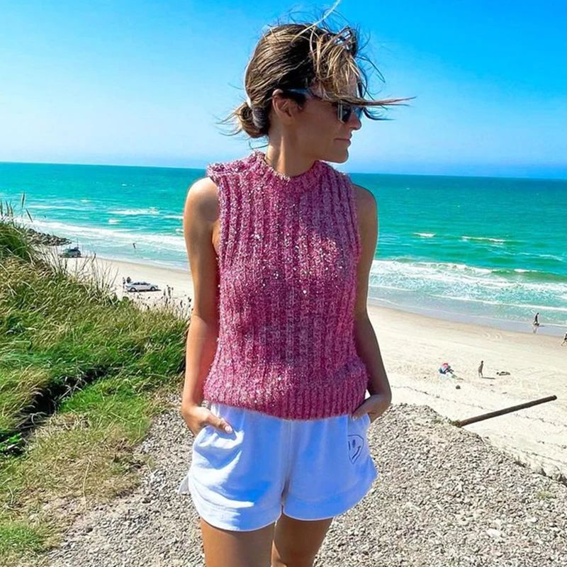 

Rowling Chic Autumn Diamond Button Decoration Knitted Sweater Vest Sleeveless O-Neck Women Pullover Casual Vintage Ladies Tops