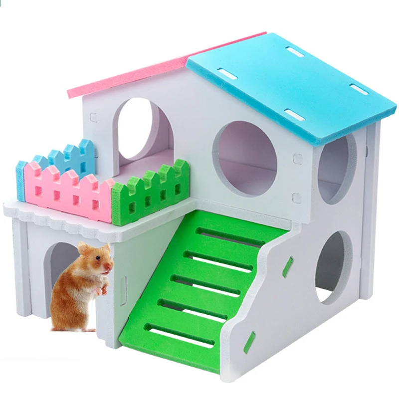 1 шт. хомяк дом Пластик DIY двойной Слои мелких животных укрытие играть вилла