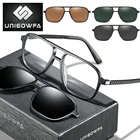 Прогрессивные бифокальные очки для мужчин, очки для близорукости по рецепту, Мужские поляризационные магнитные солнцезащитные очки с клипсой, прозрачные линзы 1,74
