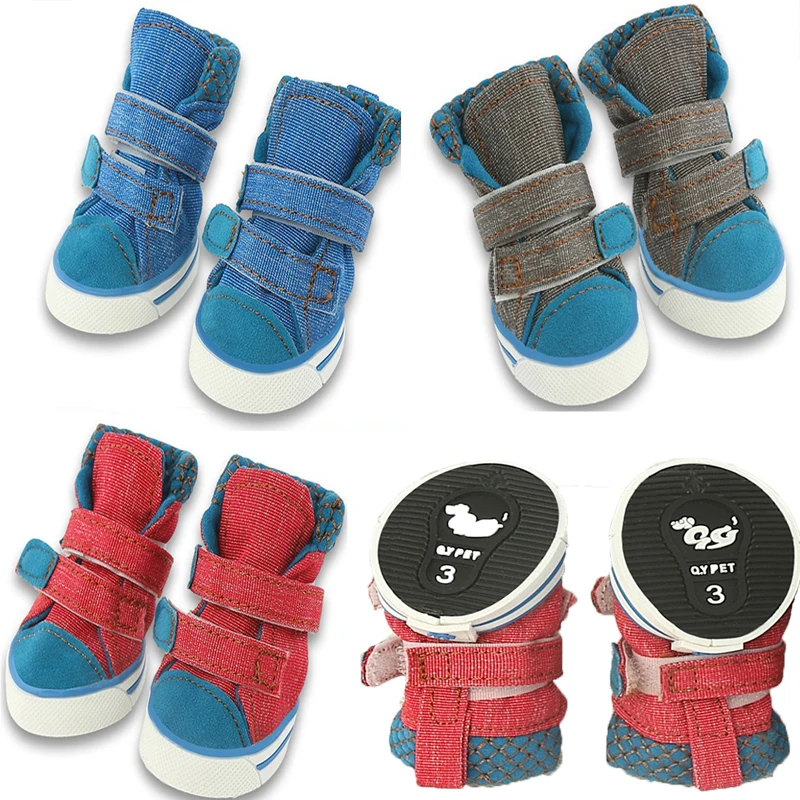 4 шт./лот обувь для щенков собак мягкая парусиновая нескользящая кроссовки