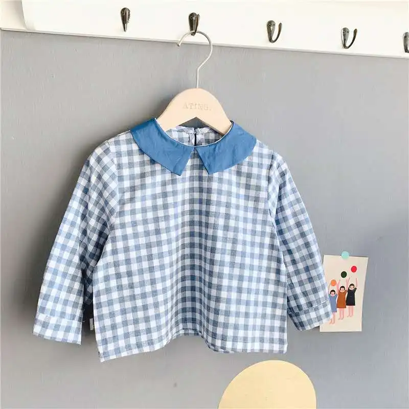 Весна 2020 детская одежда новые продукты Корейская рубашка в клетку для