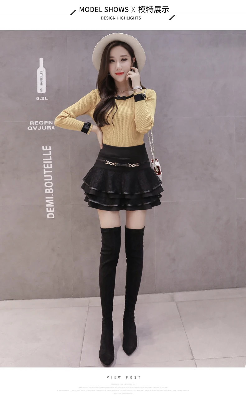 

2021 New Korean Lace Short Skirt Pleated Skirt Female Spring Wild Skirt High Waist Pettiskirt Dq968