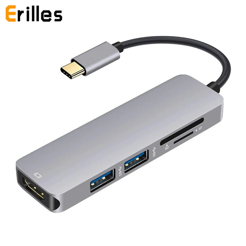 USBC к HDMI 2 USB 3 0 5Gbs SD TF слот для карт 4K 30Hz 1080P видео выход usb type C 1 концентратор адаптер