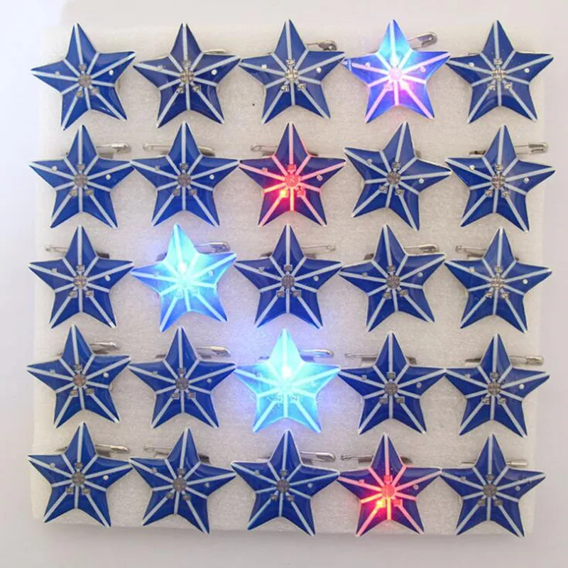 Broche de luz LED con forma de estrella para decoración, Pin intermitente de 50 piezas, regalo de joyería, fiesta, boda, Halloween y Navidad