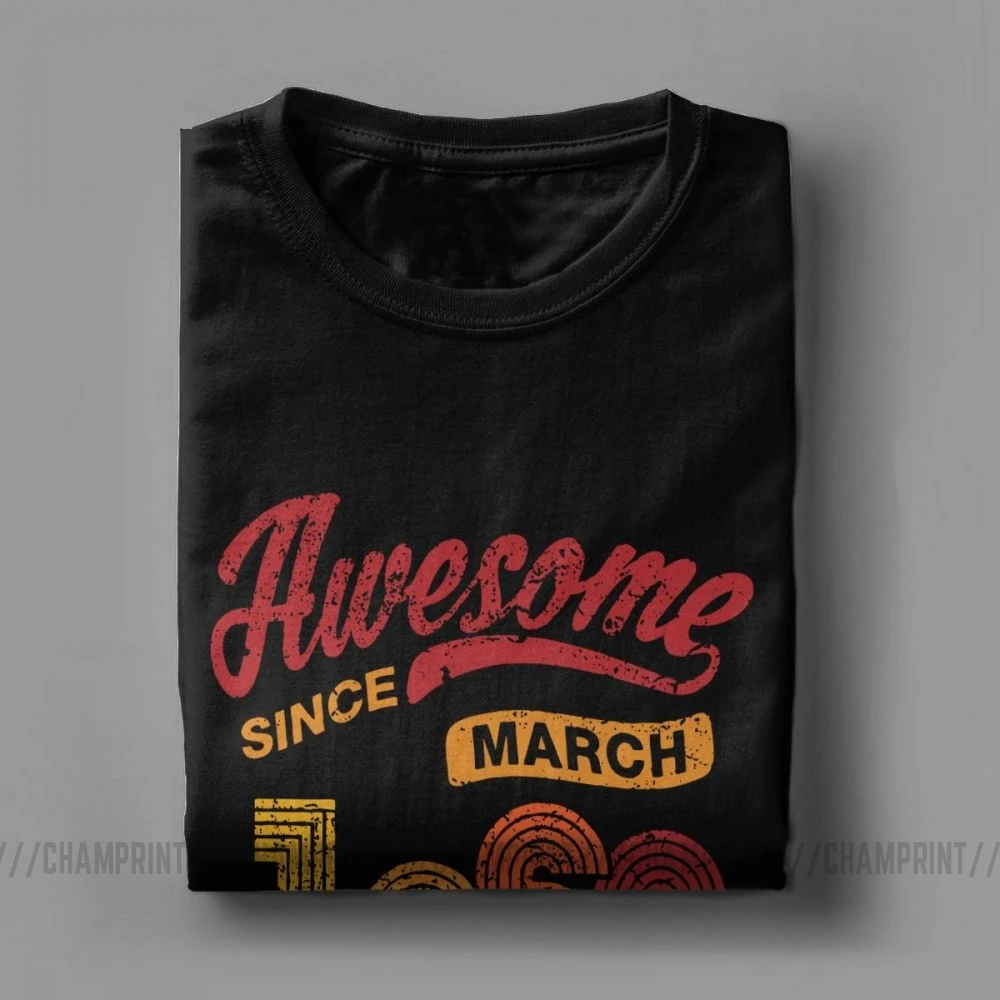 Потрясающая с марта 1969 футболка винтажная Мужская О образным вырезом на 50 й день