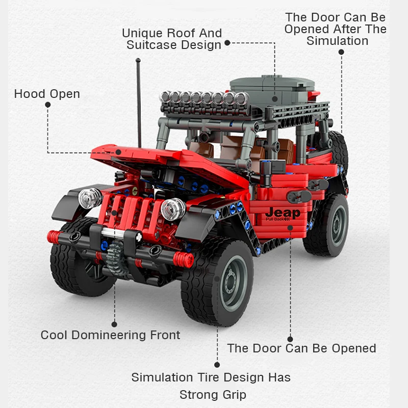 

High-tech Super Speed Sport Car Building Block Jeep Pull Back Off-road Vehicle Bricks Toys Birthday Gift For Children