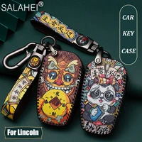 leather car key case cover for ford fusion mondeo mustang explorer edge ecosport for lincoln mondeo mkc mkz mkx accessories