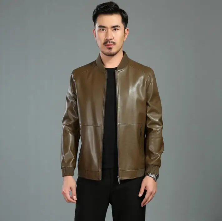 mens leather jacket slim motorcycle coat men jackets Middle-aged clothes feather wear jaqueta de couro street fashion spring