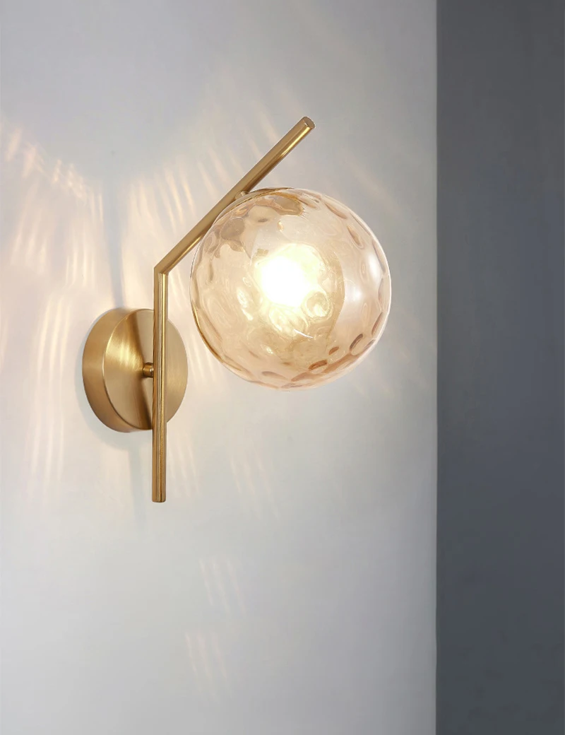 

Black Gold Nordic Glass Wall Lamp Led Indoor Moon Wandlamp Bedroom Aisle Decor Round Modern Bedside Light Wall Lights