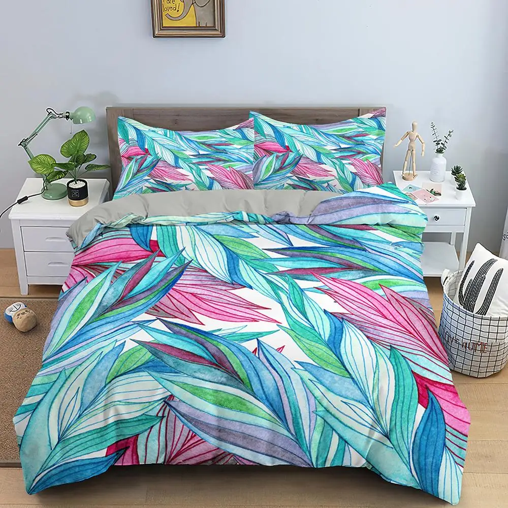 

Tropical Leaves Duvet Cover Set Bedding Sets With Pillow Covers Double Single Full Twin King Queen Size For Kids Bedding