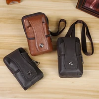 new style leather phone bag mens multi function leather belt phone case cross body phone bag gift customization