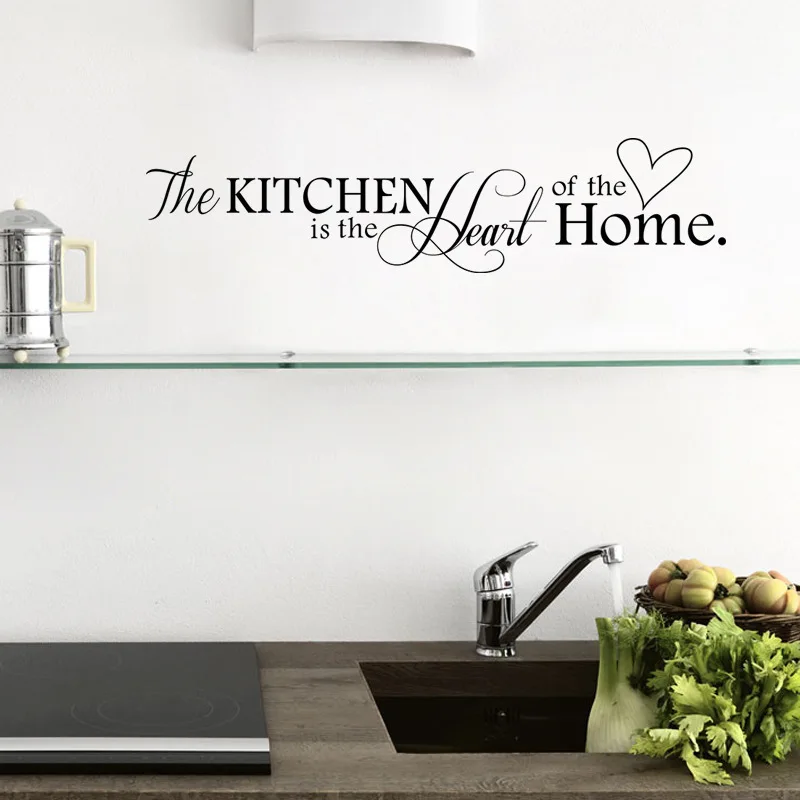 The kitchen is the heart of home Sticker Letter Pattern Removable PVC Wall DIY WordArt Complements Home Furnishing | Дом и сад