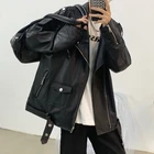 Куртка LEGIBLE мужская из искусственной кожи, однотонная уличная одежда в стиле хип-хоп, с карманами, большие размеры, весна-осень 2021