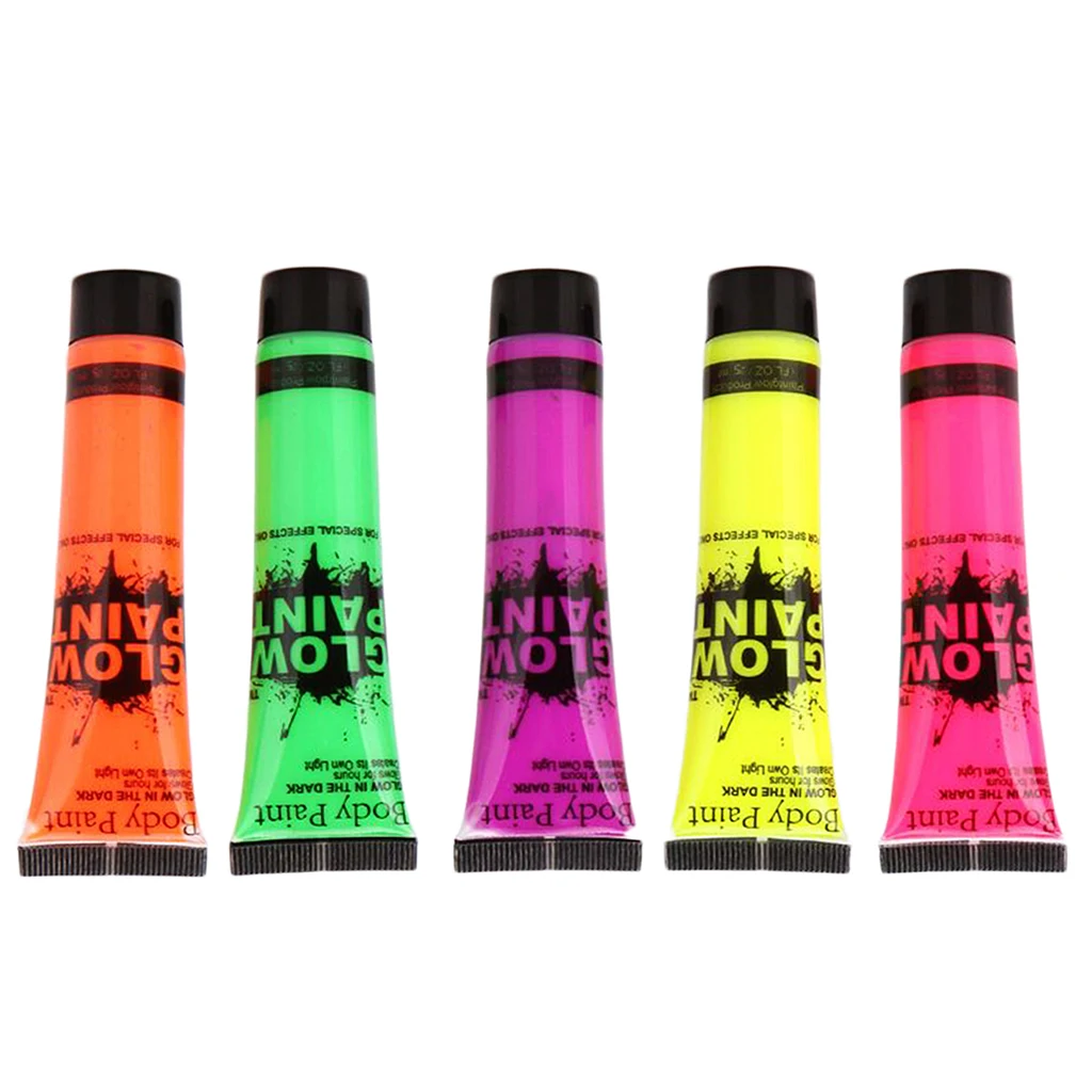 Лицо краска для тела Вечерние макияж сцены 5x цвета неоновые/светящиеся краски ing