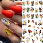 1 шт. осенние наклейки для ногтей кленовый лист осенний кленовый лист наклейки для ногтевого дизайна 3D Золотой осенний дизайн лак наклейки линия клейкие слайдеры